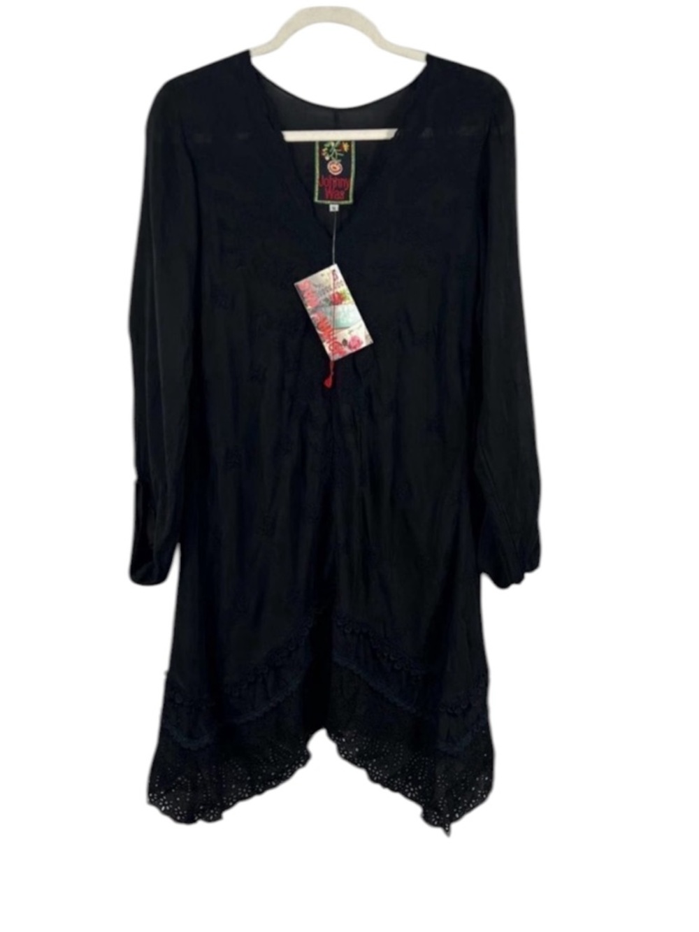 Johnny Was Black Bohemian Embroidered Tunic Dress